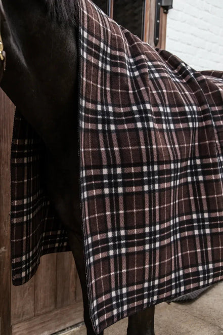 Kentucky Heavy Fleece Paardendeken Square Check Printing Brown Zweetdekens - Maddelin Equestrian Kentucky