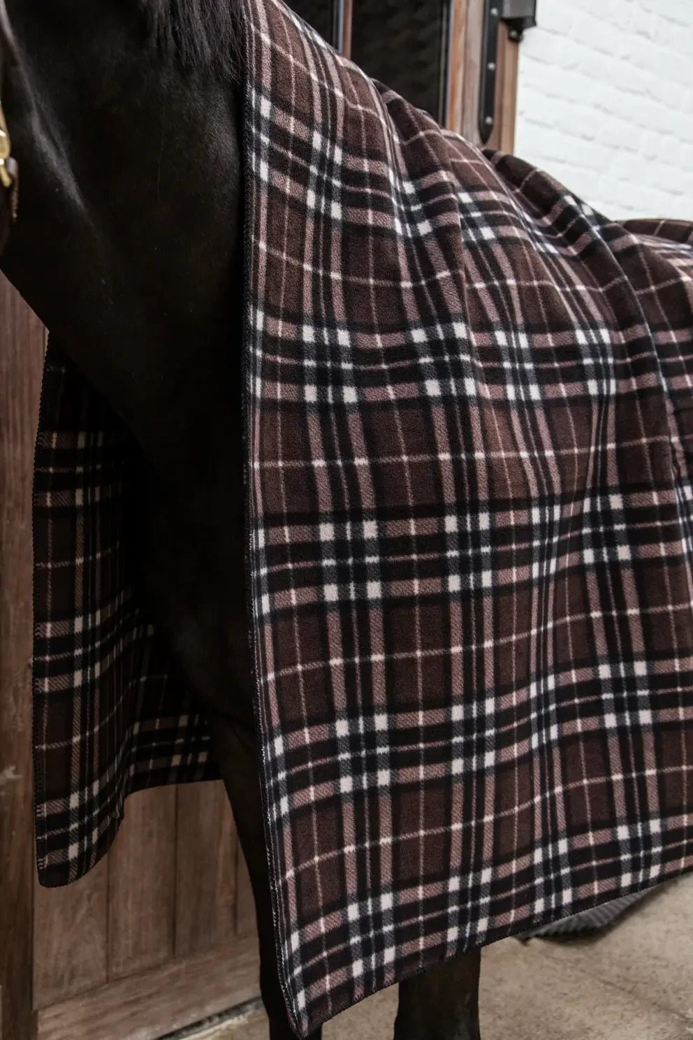 Kentucky Heavy Fleece Paardendeken Square Check Printing Brown Zweetdekens - Maddelin Equestrian Kentucky