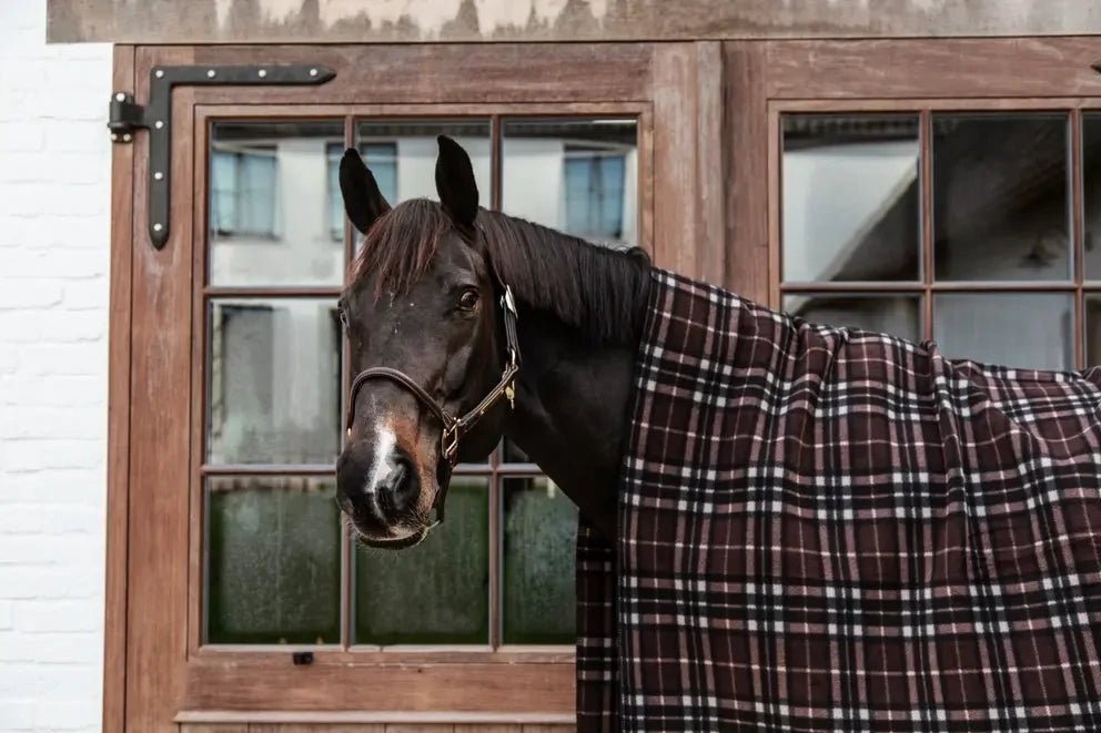 Kentucky Heavy Fleece Paardendeken Square Check Printing Brown Zweetdekens - Maddelin Equestrian Kentucky