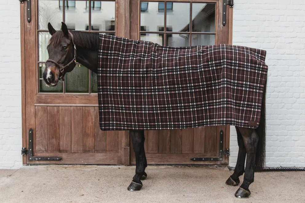 Kentucky Heavy Fleece Paardendeken Square Check Printing Brown Zweetdekens - Maddelin Equestrian Kentucky