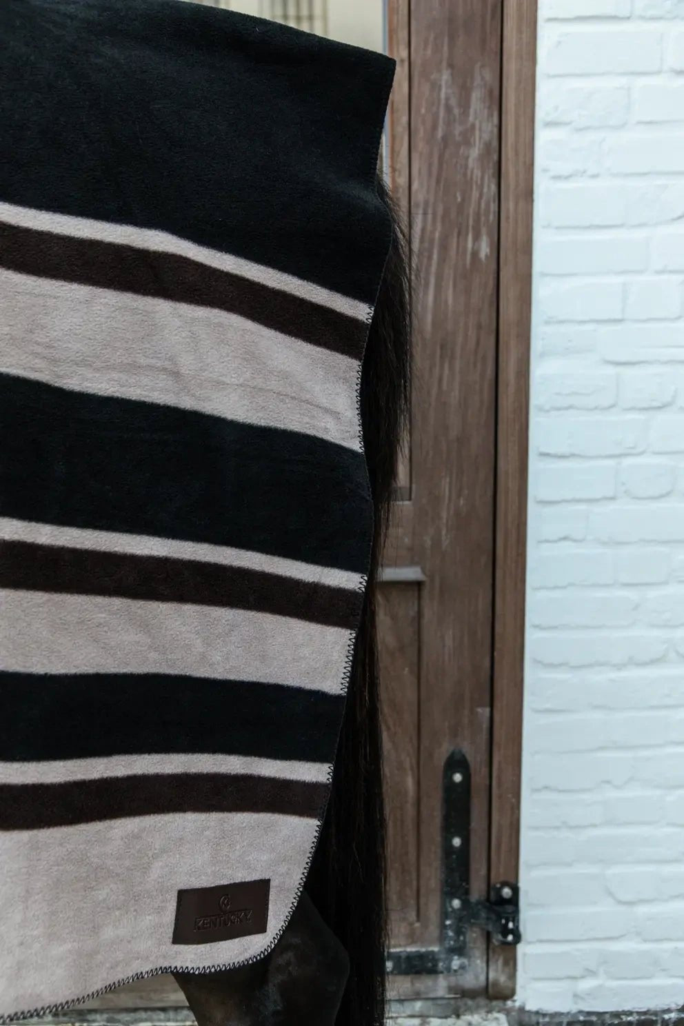 Kentucky Heavy Fleece Paardendeken Square Stripes Brown Zweetdekens - Maddelin Equestrian Kentucky