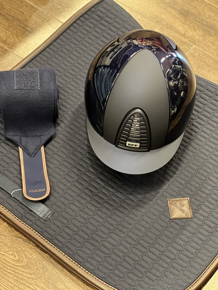 Kep Italia Cromo 2.0 Polish - Metal Blue /Textile Blue Frame; Grill; Button & Klep /Cromo Sub - Grill L (59 - 62) Kep Italia - Maddelin Equestrian Kep