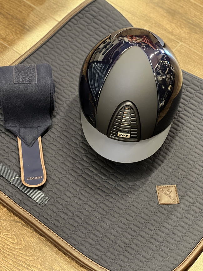 Kep Italia Cromo 2.0 Polish - Metal Blue /Textile Blue Frame; Grill; Button & Klep /Cromo Sub - Grill L (59 - 62) Kep Italia - Maddelin Equestrian Kep