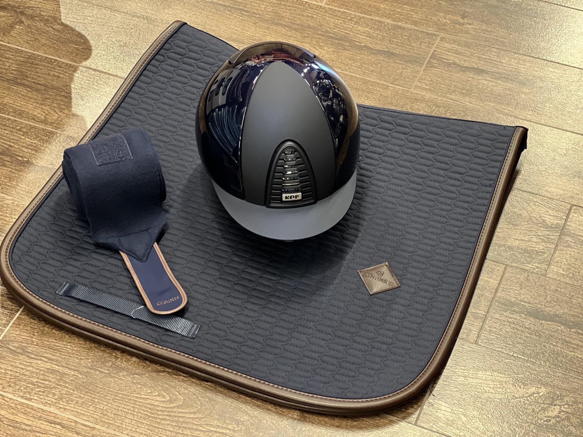 Kep Italia Cromo 2.0 Polish - Metal Blue /Textile Blue Frame; Grill; Button & Klep /Cromo Sub - Grill L (59 - 62) Kep Italia - Maddelin Equestrian Kep