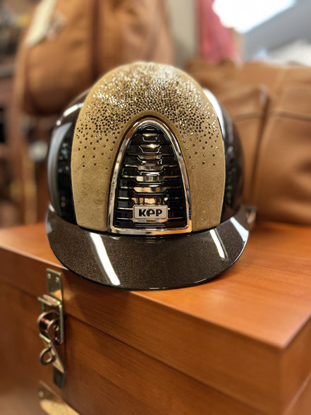 Kep Italia Front Beige Suede with Gold Swarovski Crystals Kep Italia - Maddelin Equestrian Kep