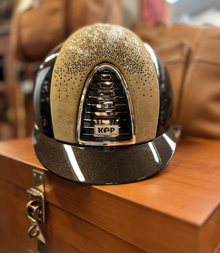 Kep Italia Front Beige Suede with Gold Swarovski Crystals Kep Italia - Maddelin Equestrian Kep