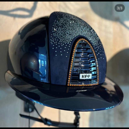 Kep Polo Polish Blue Nebula Silver Crystal Frame Tangerine Beige chinstrap 58 Kep Italia - Maddelin Equestrian Kep