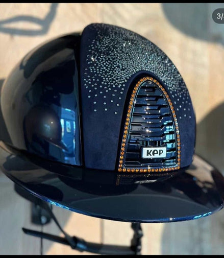 Kep Polo Polish Blue Nebula Silver Crystal Frame Tangerine Beige chinstrap 58 Kep Italia - Maddelin Equestrian Kep