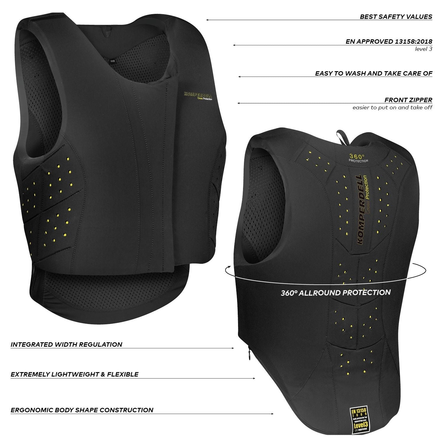 Komperdell Bodyprotector Slim - fit Front Zip Airbags & Bodyprotectors - Maddelin Equestrian Komperdell