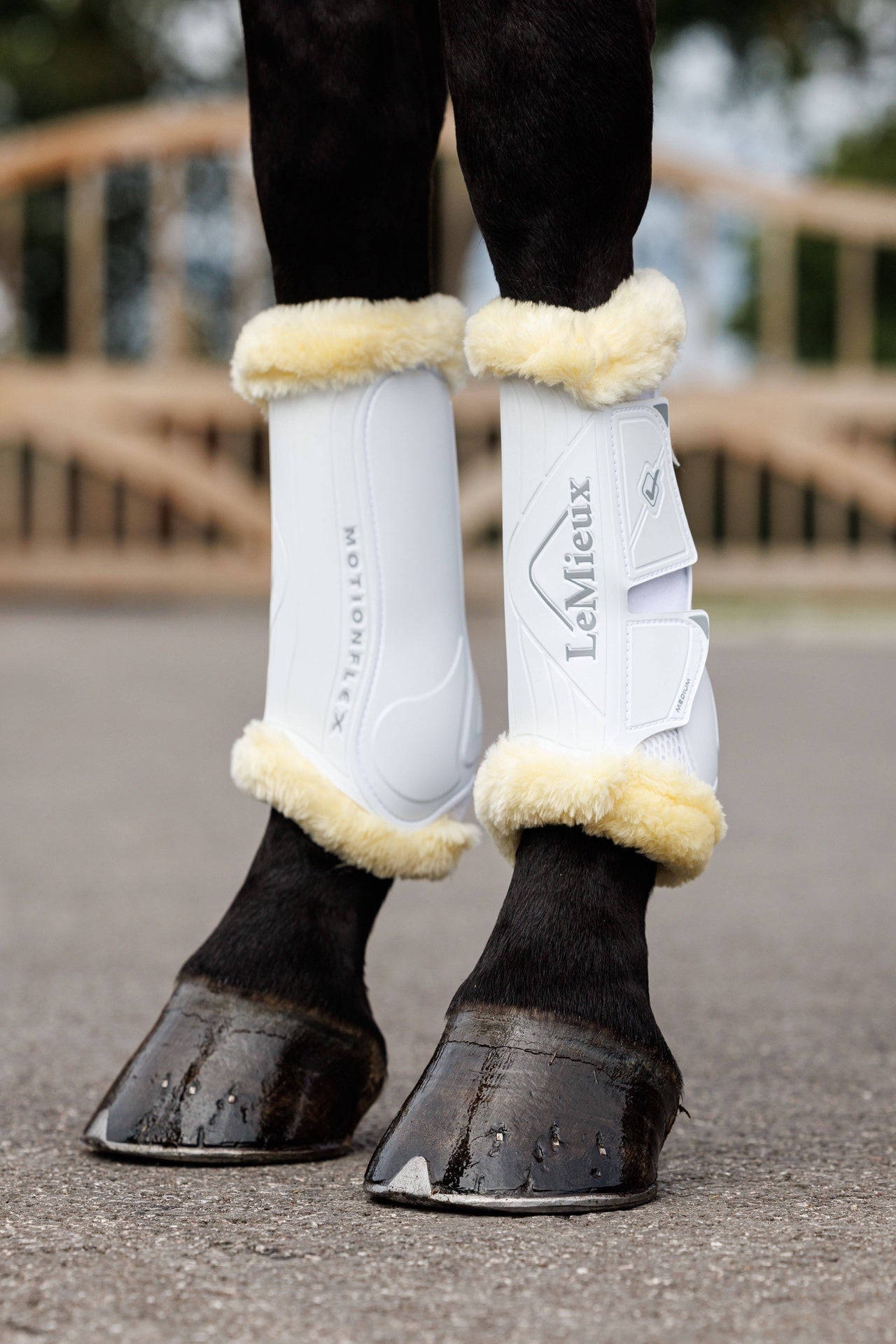 LeMieux Motionflex Dressuur Peesbeschermers met faux fur Peesbeschermers - Maddelin Equestrian LeMieux