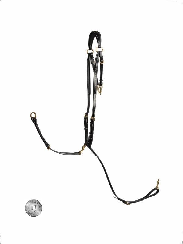 LJ Leathers Jachtmartingaal - Messing Gespen Borstriemen en martingalen - Maddelin Equestrian LJ Leathers