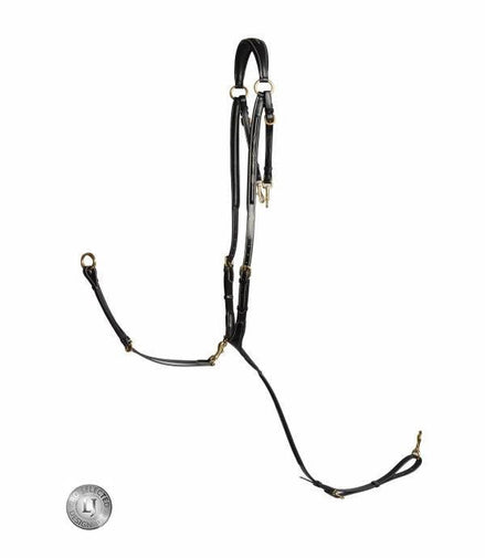 LJ Leathers Jachtmartingaal - Messing Gespen Borstriemen en martingalen - Maddelin Equestrian LJ Leathers