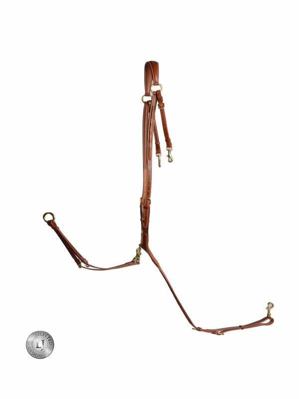 LJ Leathers Jachtmartingaal - Messing Gespen Borstriemen en martingalen - Maddelin Equestrian LJ Leathers