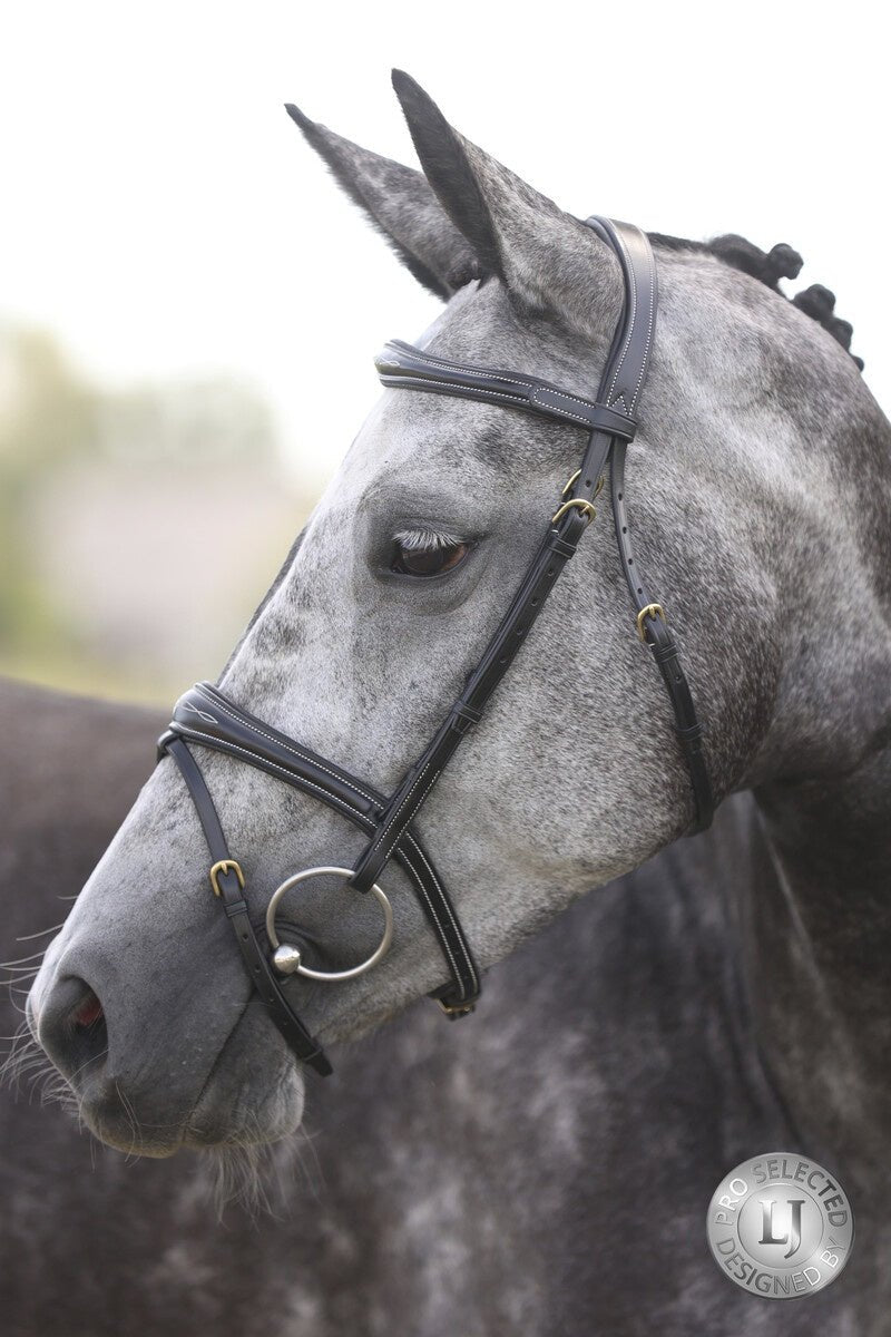 LJ Leathers London Anatomic Gecombineerde Neusriem Trenshoofdstellen - Maddelin Equestrian LJ Leathers