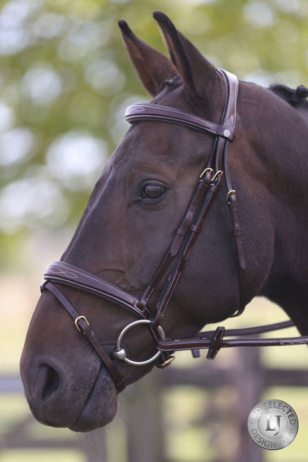 LJ Leathers London Anatomic Gecombineerde Neusriem Trenshoofdstellen - Maddelin Equestrian LJ Leathers