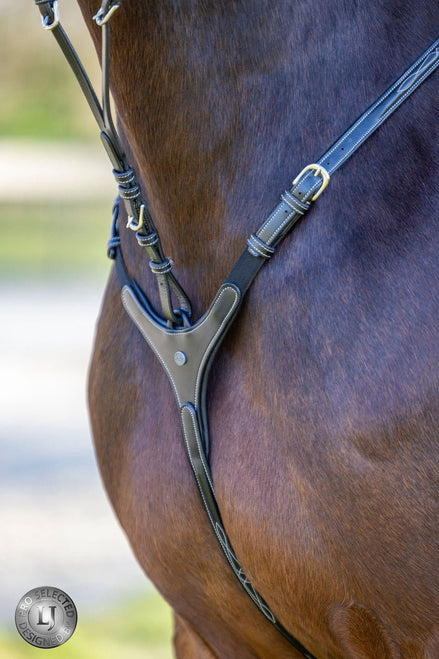 LJ Leathers Pro Selected Heritage 3 - punts jachtmartingaal Borstriemen en martingalen - Maddelin Equestrian LJ Leathers