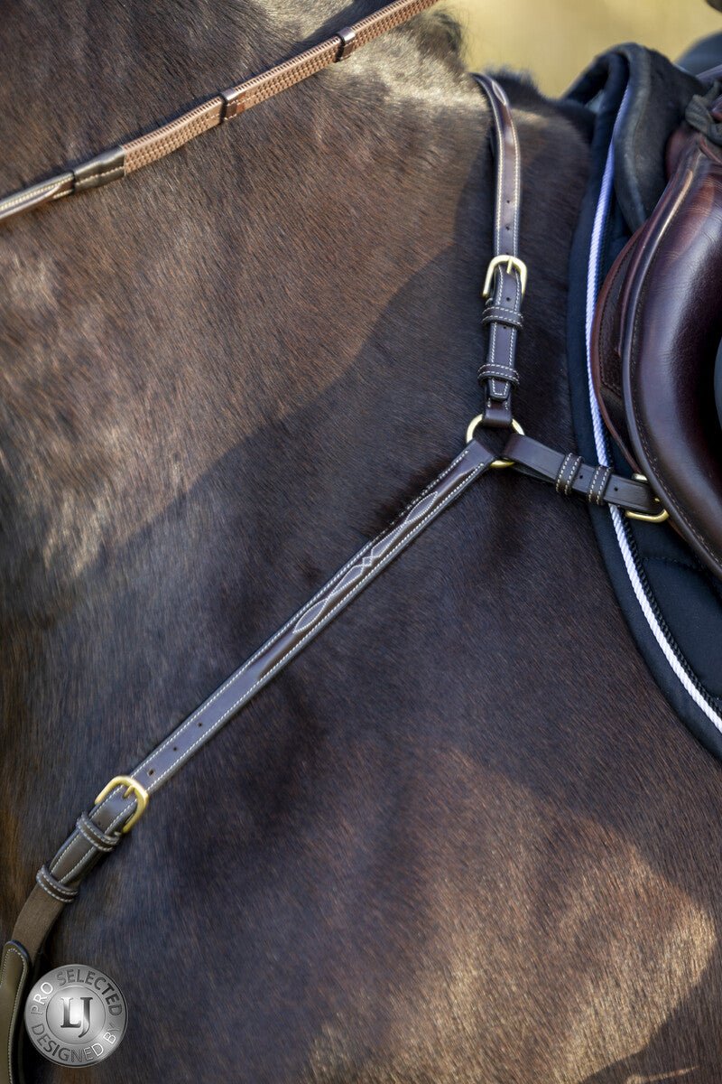 LJ Leathers Pro Selected Heritage 3 - punts jachtmartingaal Borstriemen en martingalen - Maddelin Equestrian LJ Leathers