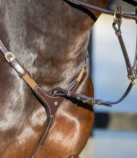 LJ Leathers Pro Selected Heritage 3 - punts jachtmartingaal Borstriemen en martingalen - Maddelin Equestrian LJ Leathers