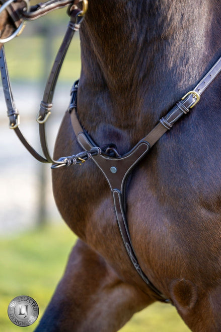 LJ Leathers Pro Selected Heritage 3 - punts jachtmartingaal Borstriemen en martingalen - Maddelin Equestrian LJ Leathers