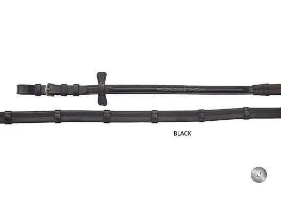 LJ Leathers Pro Selected Teugel rubber met stoppers Teugels - Maddelin Equestrian LJ Leathers