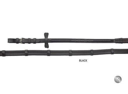 LJ Leathers Pro Selected Teugel rubber met stoppers Teugels - Maddelin Equestrian LJ Leathers