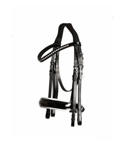 LJ Leathers Superior Stang en Trens hoofdstel Lak  crystals excl. teugels Stang & Trens - Maddelin Equestrian LJ Leathers