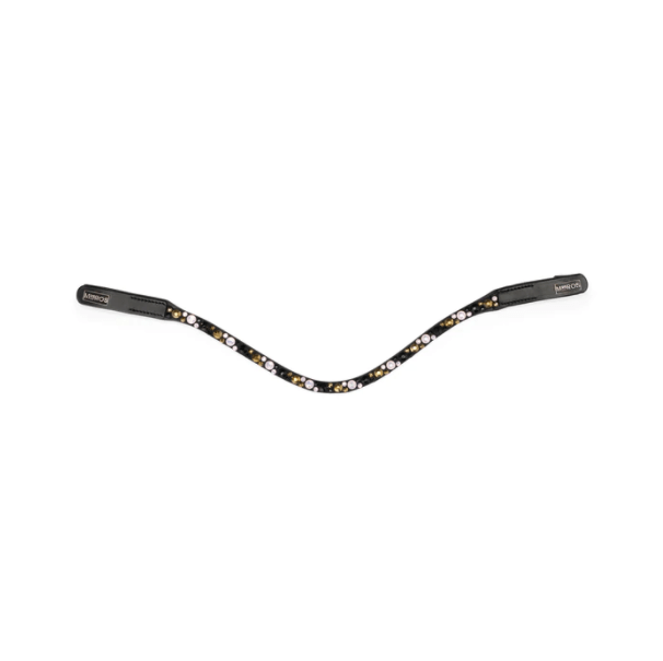 Mrs. Ros Stellux Browband Light Pink Black Gold Frontriemen - Maddelin Equestrian Mrs. Ros