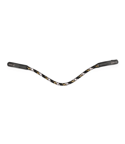 Mrs. Ros Stellux Browband Light Pink Black Gold Frontriemen - Maddelin Equestrian Mrs. Ros