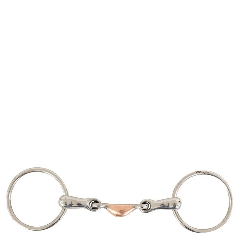 AK D-Bit Mors Cheval Simple Articulation Rouleau Cuivre – Acier Inox 14 Mm, Anneaux D 65 Mm, Tailles 4.5'' à 6''