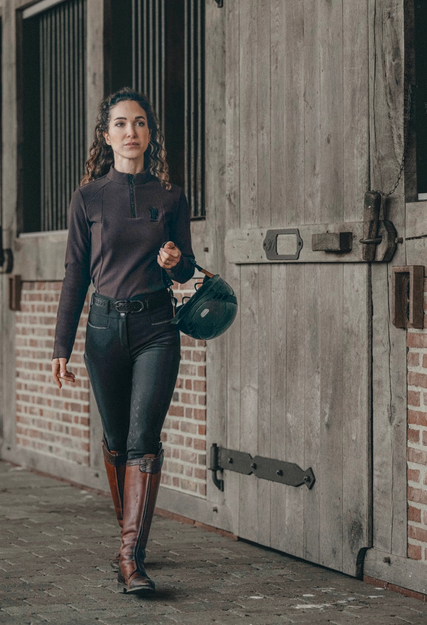 Pikeur Linnett Winter Softshell GripTec Full Grip Hoge Taille Rijbroek Dames – detailfoto 9