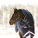 Schouder- en halsafwerking van de Rambo Duo Plus Turnout deken in Navy