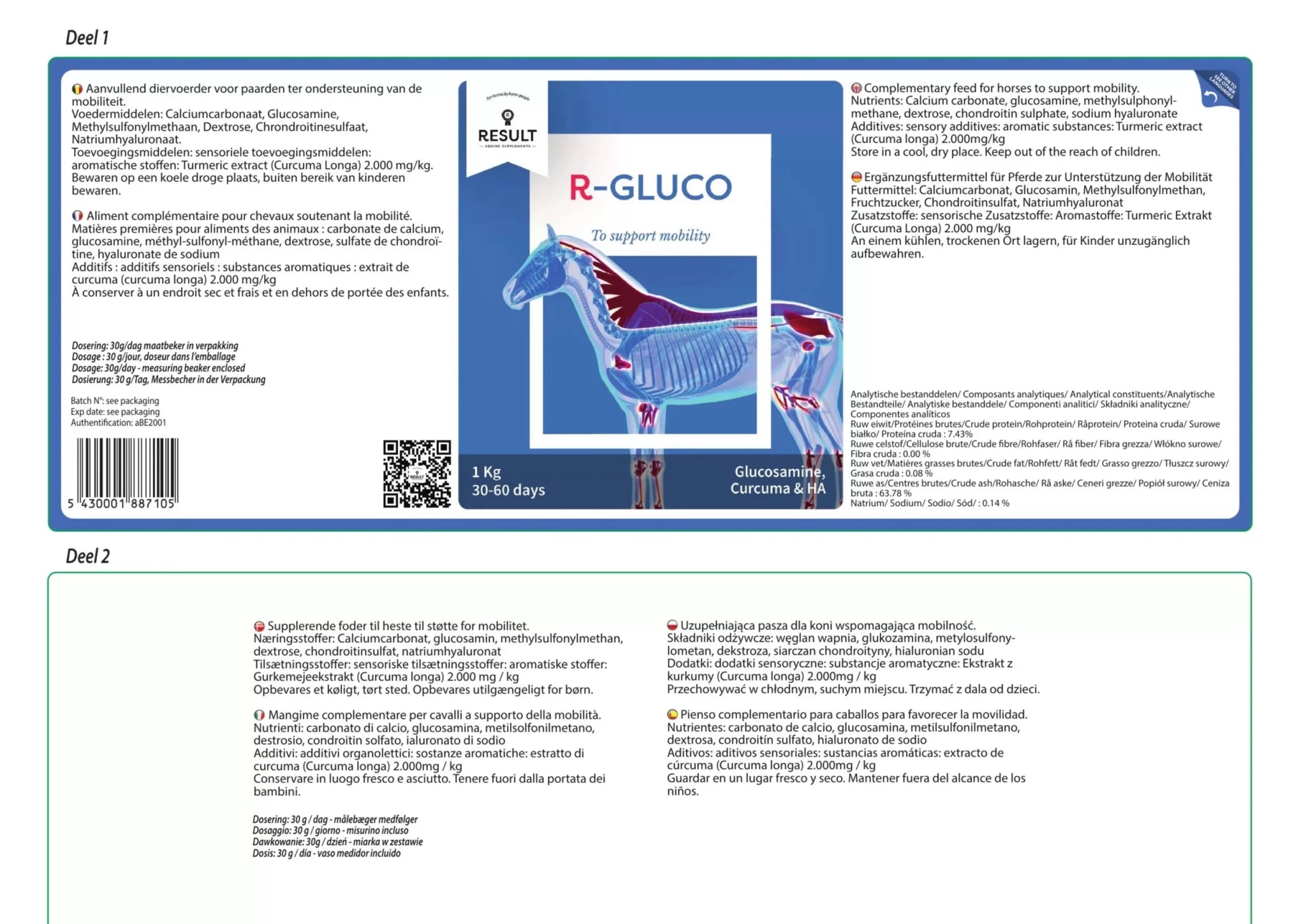 Result Equine Gluco 1KG Voedingssupplementen - Maddelin Equestrian Result Equine