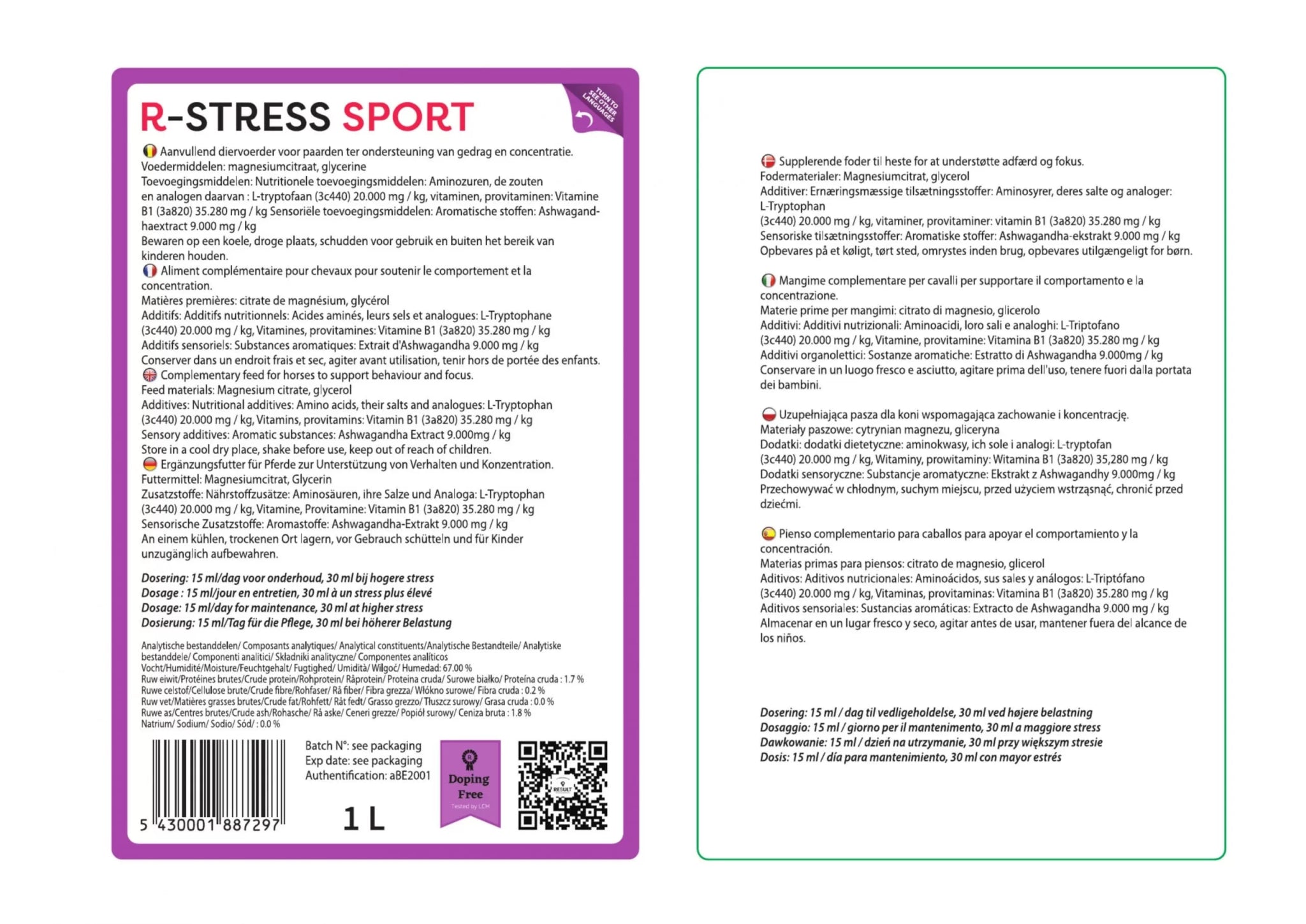 Result Equine R – Stress Sport 1l Voedingssupplementen - Maddelin Equestrian Result Equine