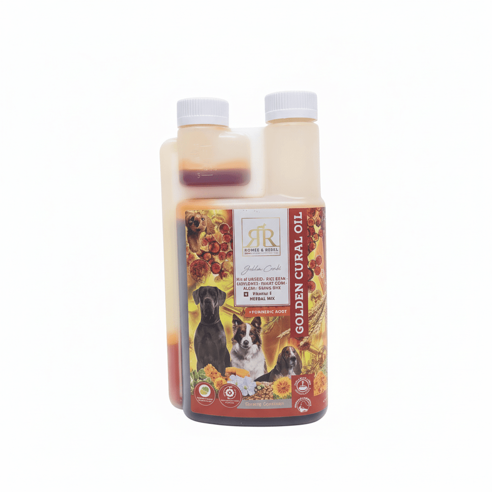 Romée en Rebel Golden Cural Oil Cani Voedingssupplementen - Maddelin Equestrian Julian & Jones