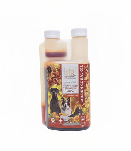 Romée en Rebel Golden Cural Oil Cani Voedingssupplementen - Maddelin Equestrian Julian & Jones