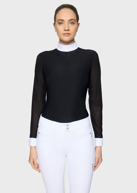Samshield Anouchka Wedstrijdshirt Lange Mouwen Dames FW26 Zwart - voorkant - Maddelin Equestrian