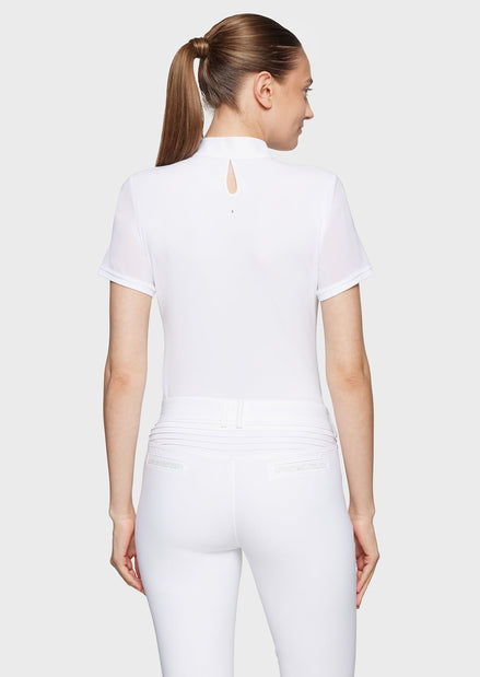 Samshield Apolline Premium Wedstrijdshirt Korte Mouwen Dames FW26 White Holo - achterkant - Maddelin Equestrian