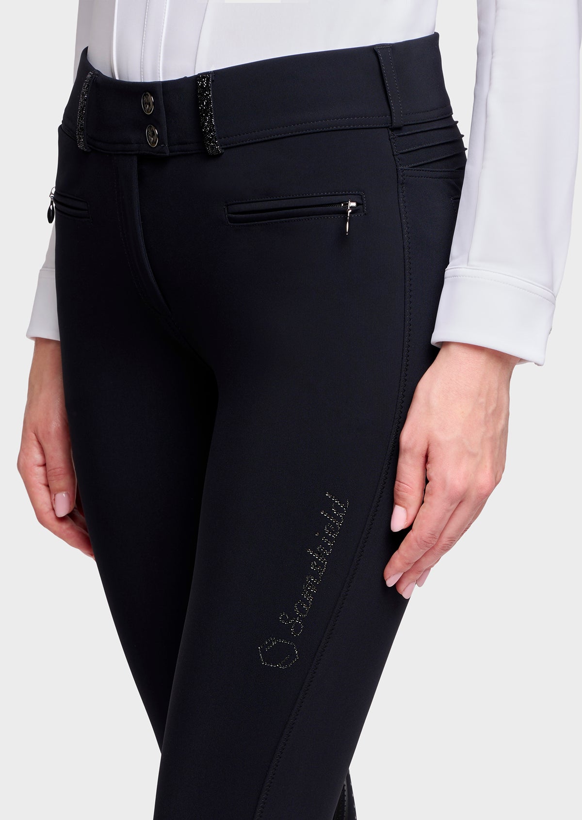 Samshield Clara Premium Full Grip Rijbroek Dames FW26 Zwart - detail - Maddelin Equestrian