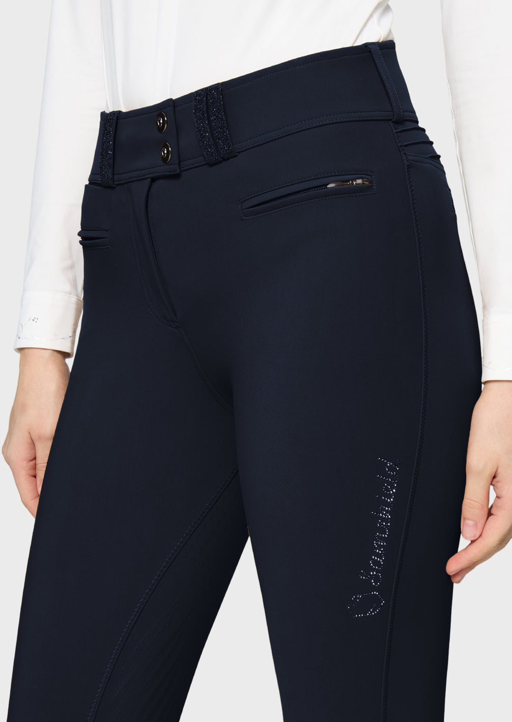 Samshield Claranova Full Grip Rijbroek Dames FW26 Navy - detail - Maddelin Equestrian