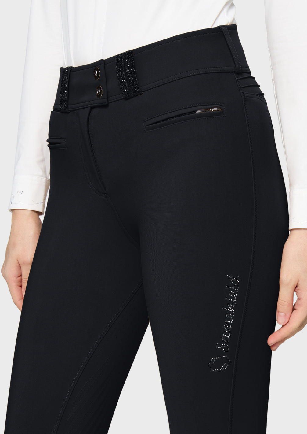 Samshield Claranova Full Grip Rijbroek Dames FW26 Zwart - detail - Maddelin Equestrian