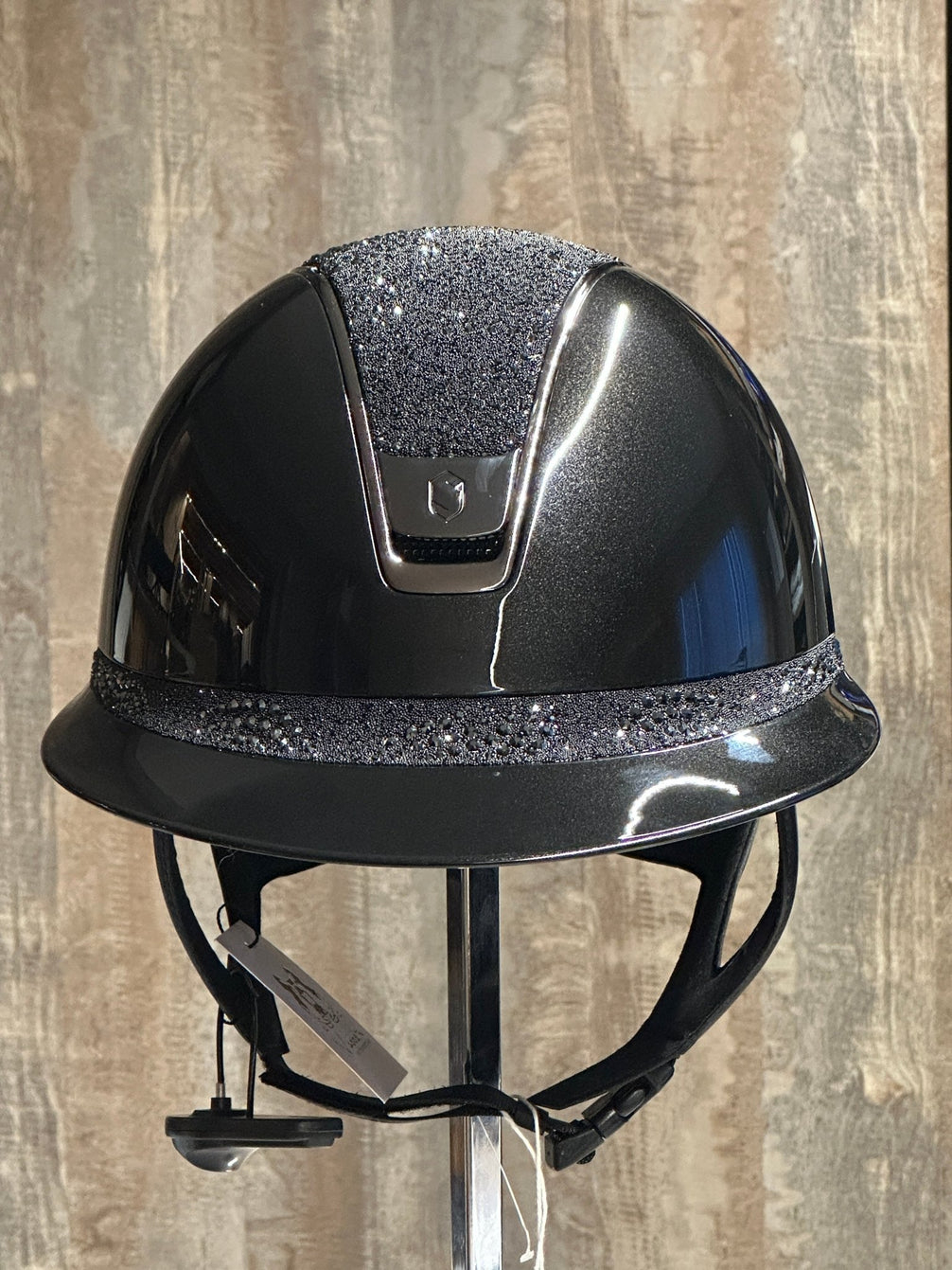 Samshield Miss Glossy Crystal Intarsia Chrome Black Samshield - Maddelin Equestrian Samshield