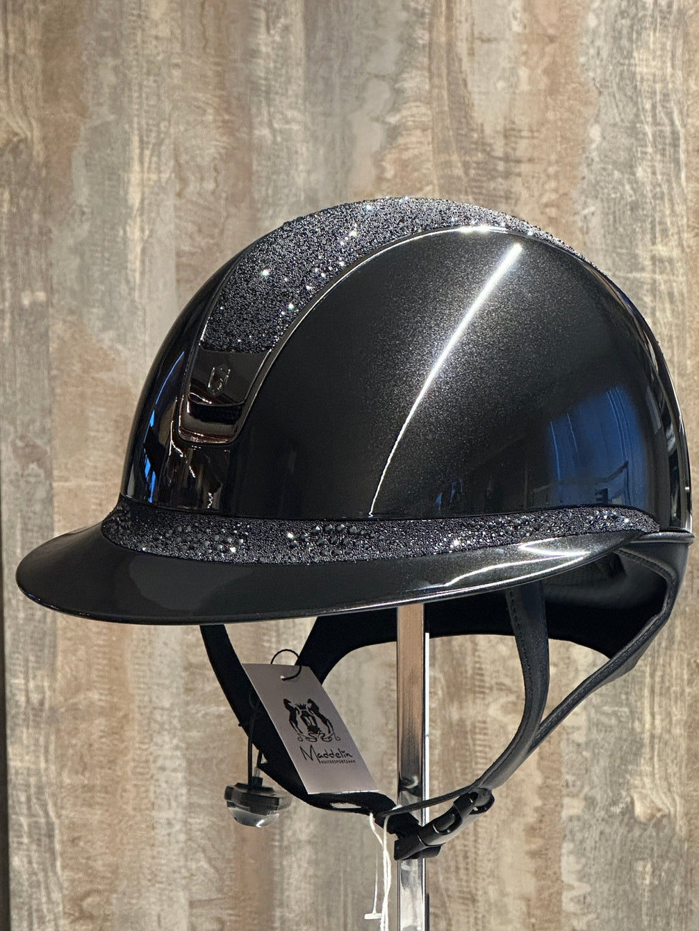 Samshield Miss Glossy Crystal Intarsia Chrome Black Samshield - Maddelin Equestrian Samshield