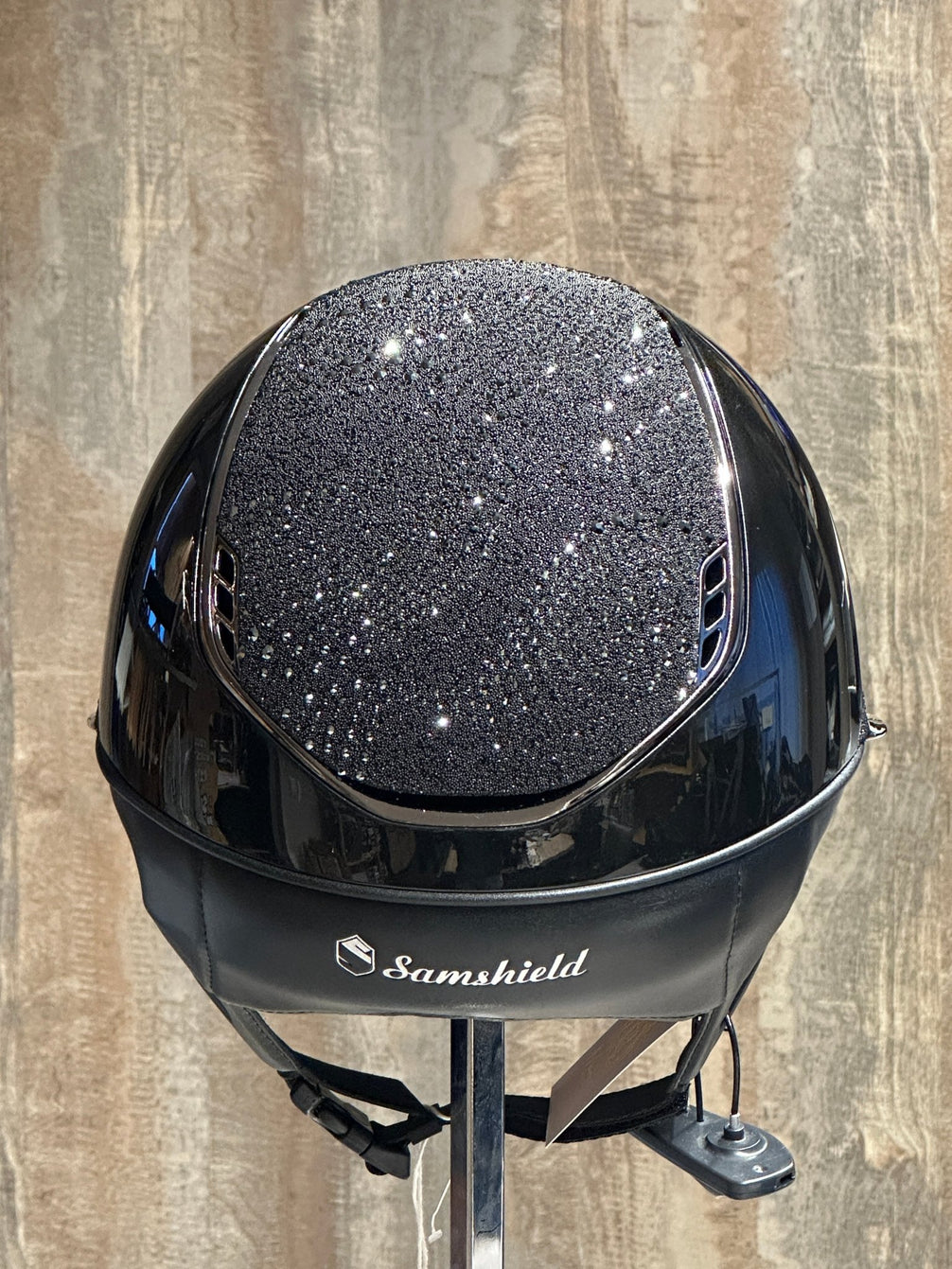 Samshield Miss Glossy Crystal Intarsia Chrome Black Samshield - Maddelin Equestrian Samshield