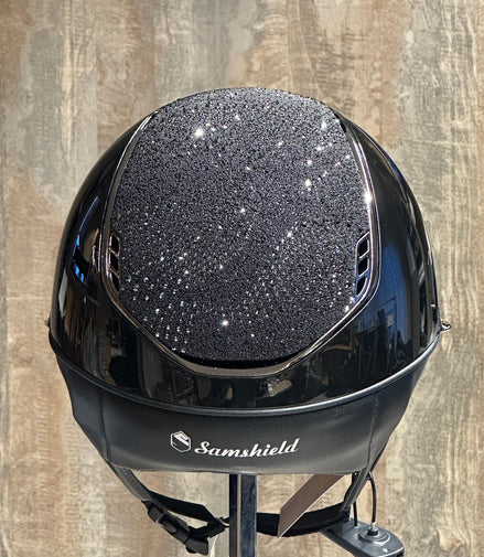 Samshield Miss Glossy Crystal Intarsia Chrome Black Samshield - Maddelin Equestrian Samshield