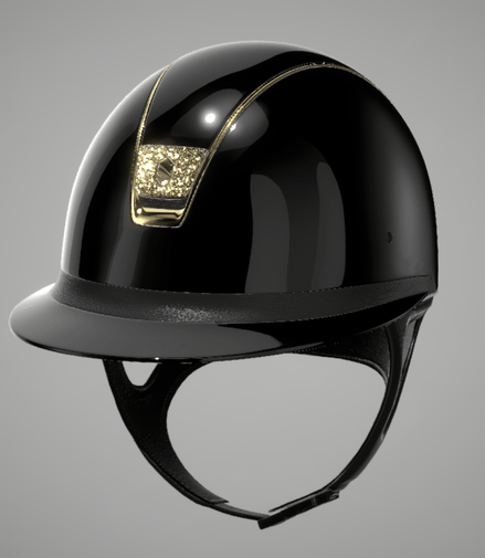 Samshield Miss Shield Glossy Black Trim Chrome Gold Blazon Crystal Fabric Metal Eclipse Samshield - Maddelin Equestrian Samshield