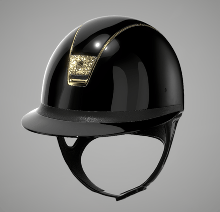 Samshield Miss Shield Glossy Black Trim Chrome Gold Blazon Crystal Fabric Metal Eclipse Samshield - Maddelin Equestrian