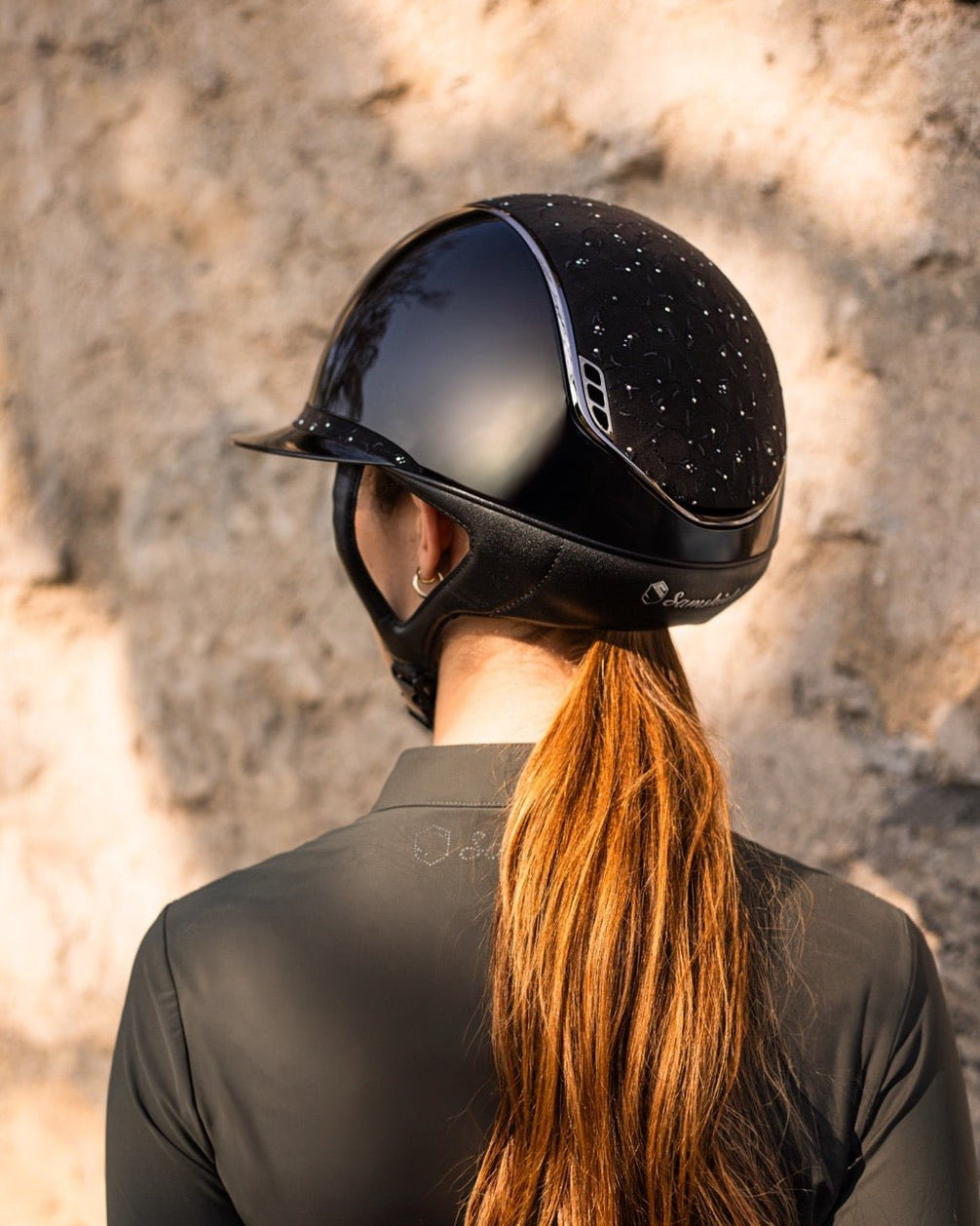 Samshield Miss Shield Glossy Floral Black & Chrome Black - Maddelin Equestrian