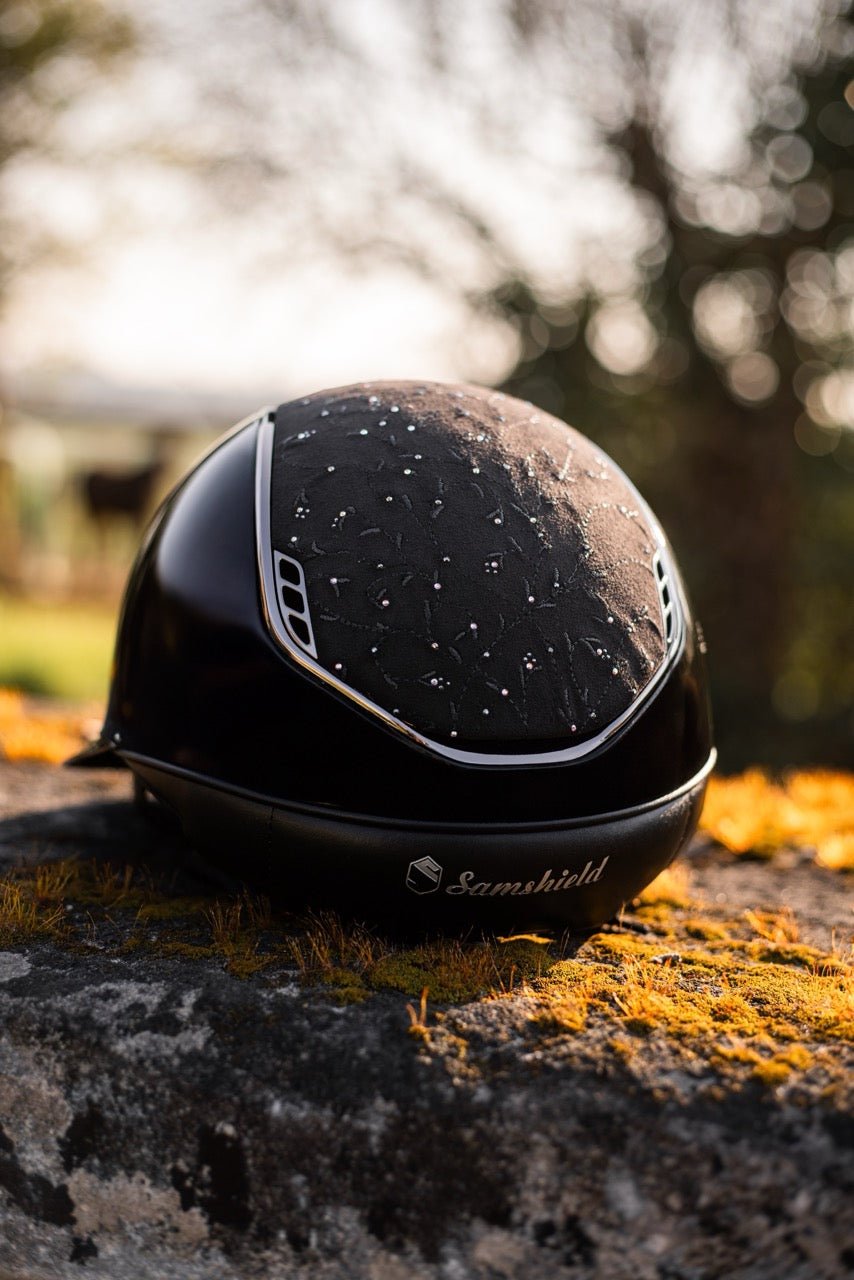 Samshield Miss Shield Glossy Floral Black & Chrome Black - Maddelin Equestrian
