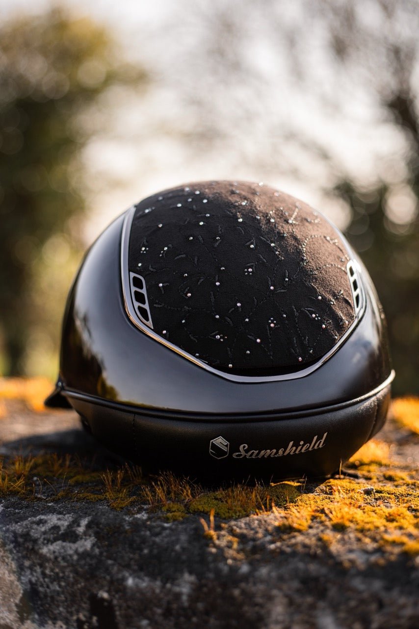 Samshield Miss Shield Glossy Floral Black & Chrome Black - Maddelin Equestrian