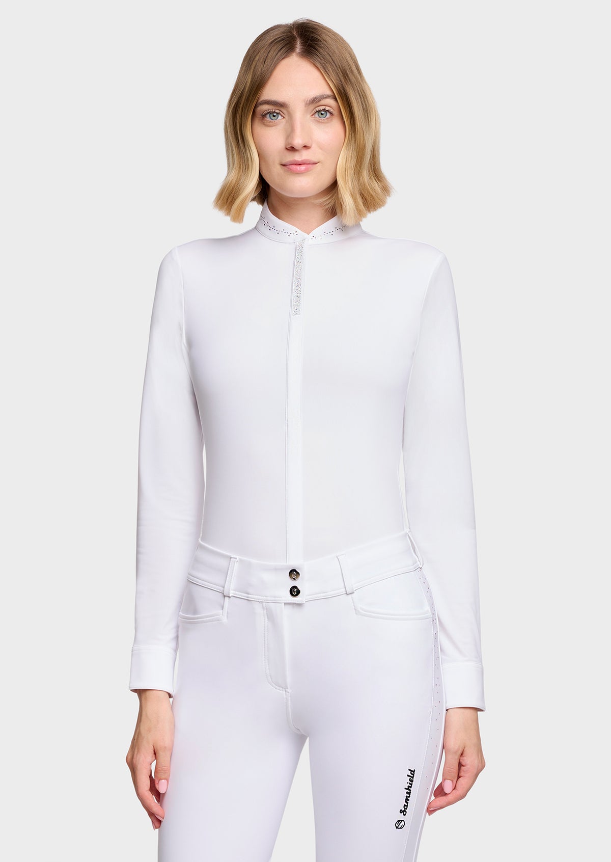 Samshield Olivia Wedstrijdshirt Lange Mouwen Dames FW26 Wit - voorkant - Maddelin Equestrian